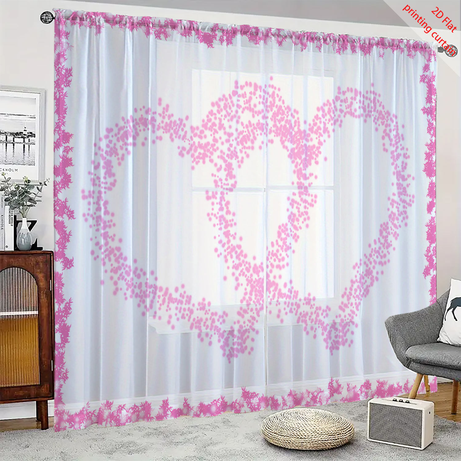 Home Office Windows - Tenda in Garza Trasparente Stampata a
