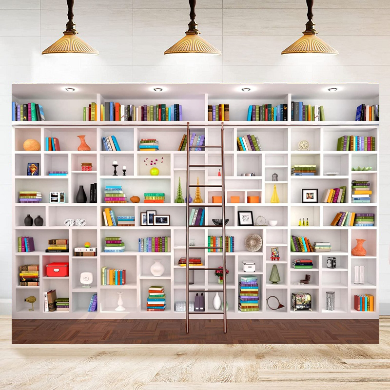 Home Office Zoom Background Free - Sfondo Fotografico Libreria Bianca, Sfondo per