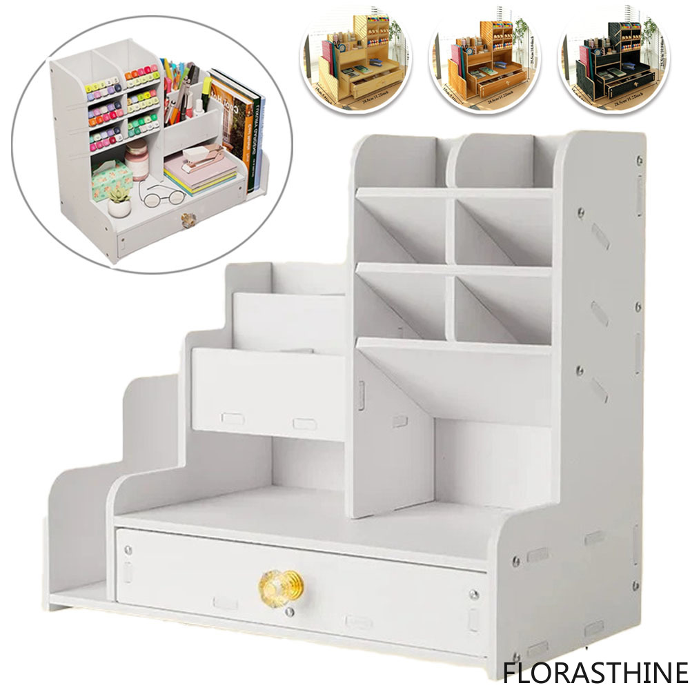 Home Office With Bookshelves - Portapenne in Legno, Organizzatore da Scrivania,
