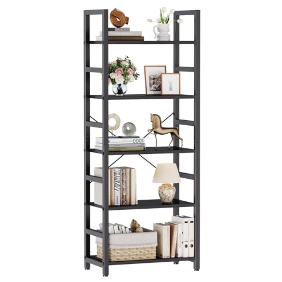 Home Office With Bookshelves - Libreria a 5 Ripiani, Scaffale Alto