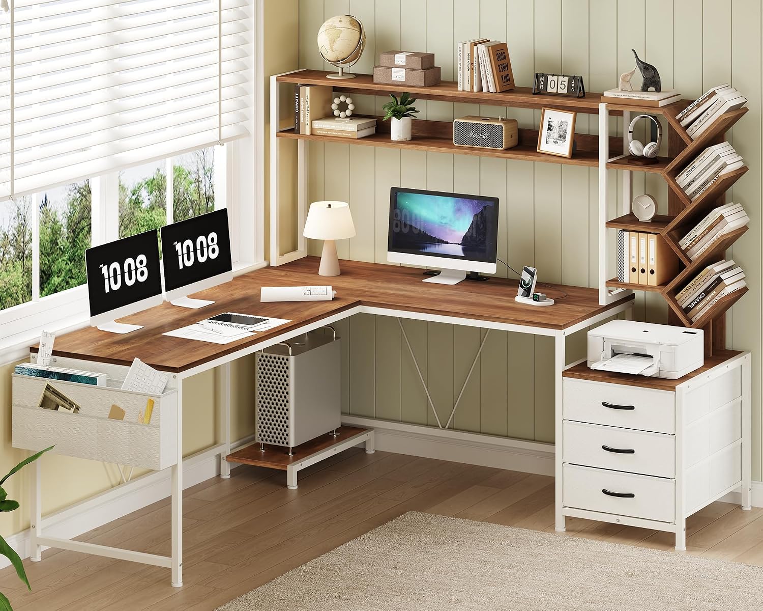 Home Office With Bookshelves - Scrivania a L da 63